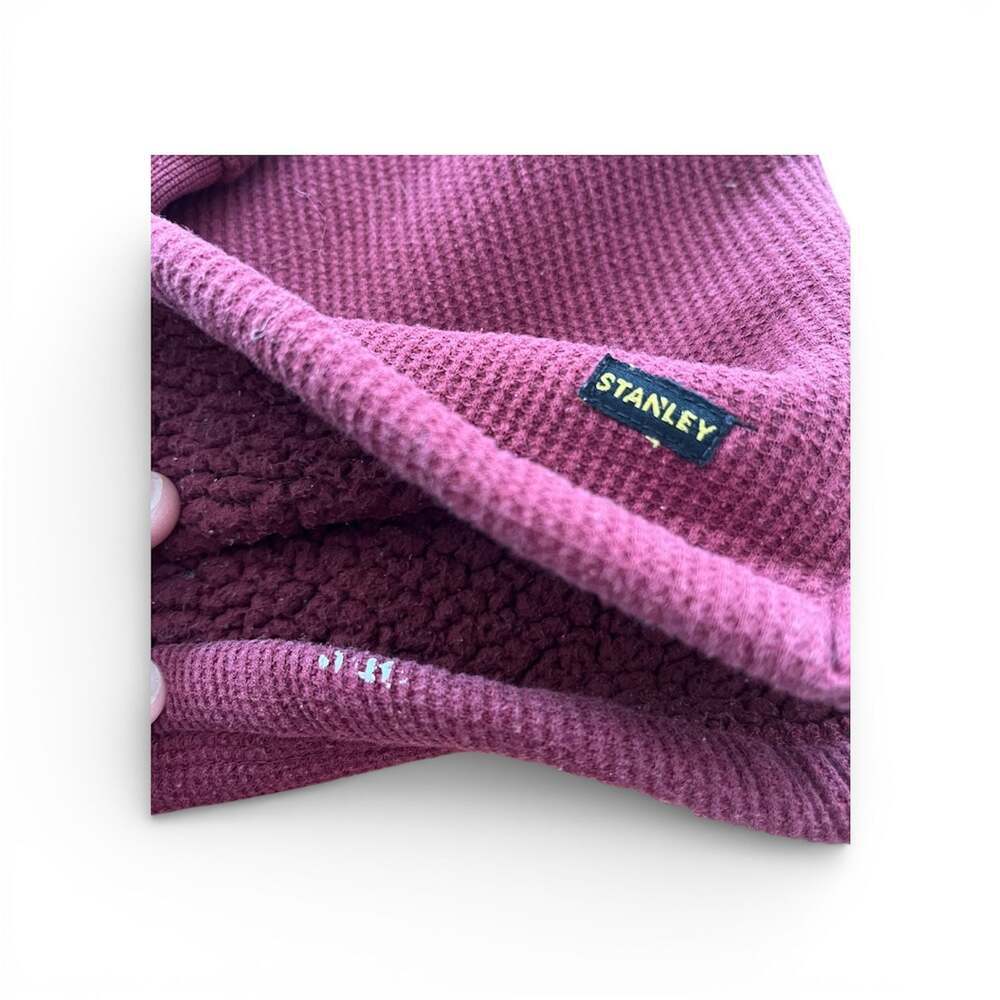 Stanley Men's Sherpa Lined Waffle Knit Henley Pullover - Burgundy Size L - Picture 4 of 4